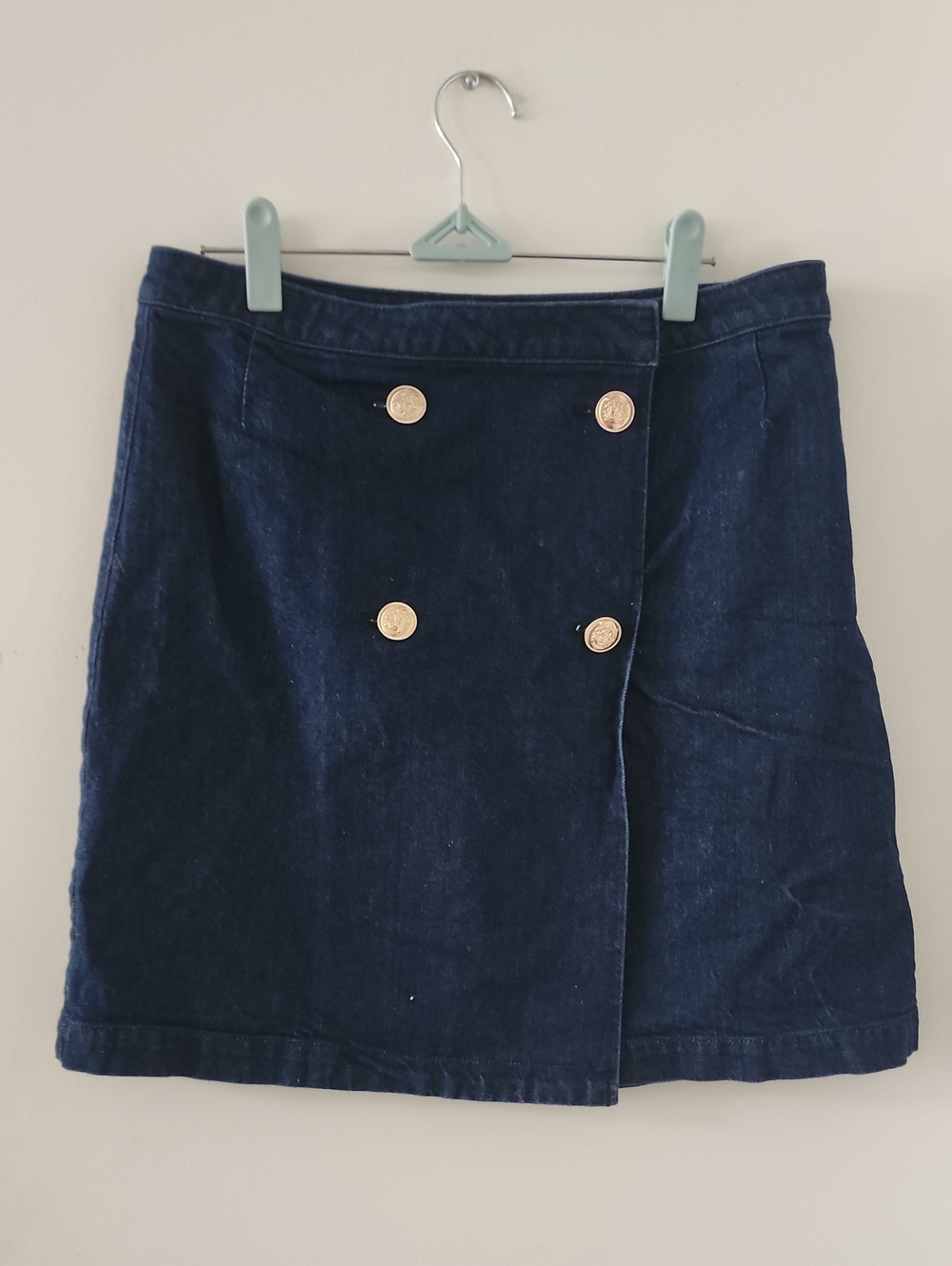 Ann Taylor Navy Double-Breasted Mini Skirt with Gold Buttons